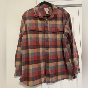 L.L. Bean Apple Cinnamon Men's Chamois Shirt, Traditional Fit, Plaid Size XL